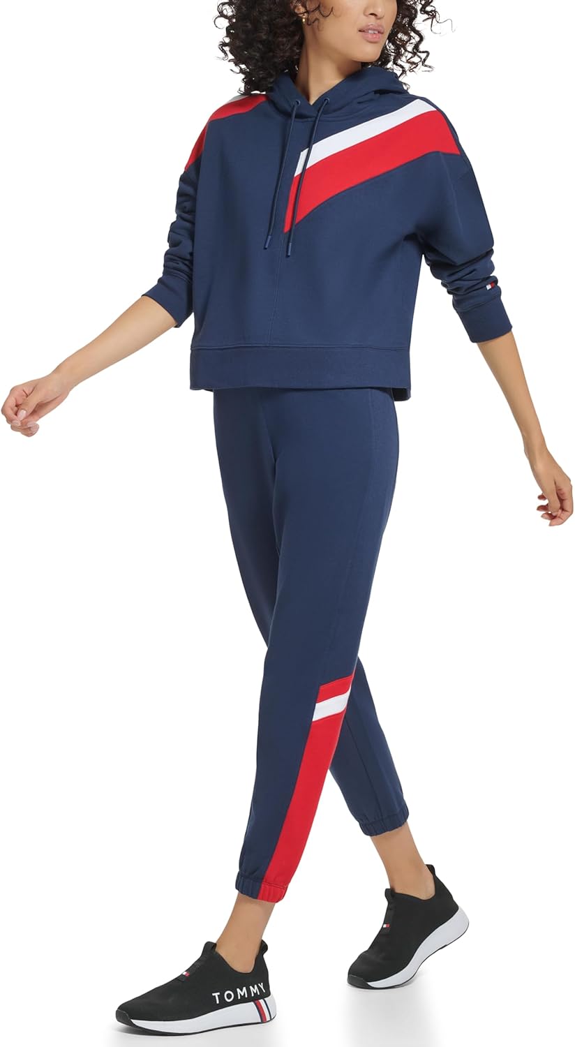 

Женская флисовая толстовка с капюшоном Tommy Hilfiger с диагональными цветными блоками, Navy, Синий, Женская флисовая толстовка с капюшоном Tommy Hilfiger с диагональными цветными блоками, Navy