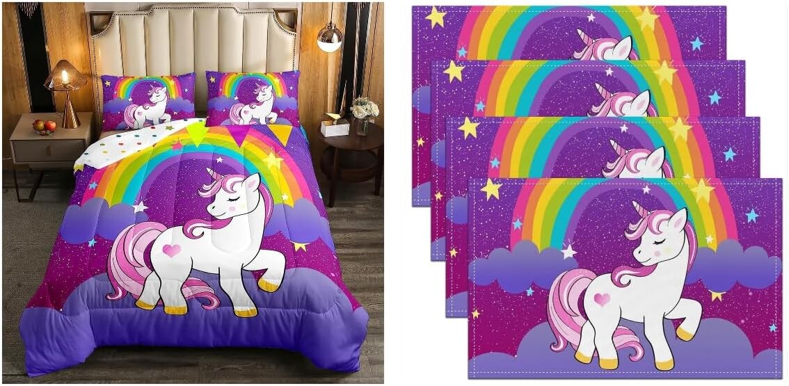 

Erosebridal Набор одеял с единорогом для девочек-близнецов и салфеток 12x18