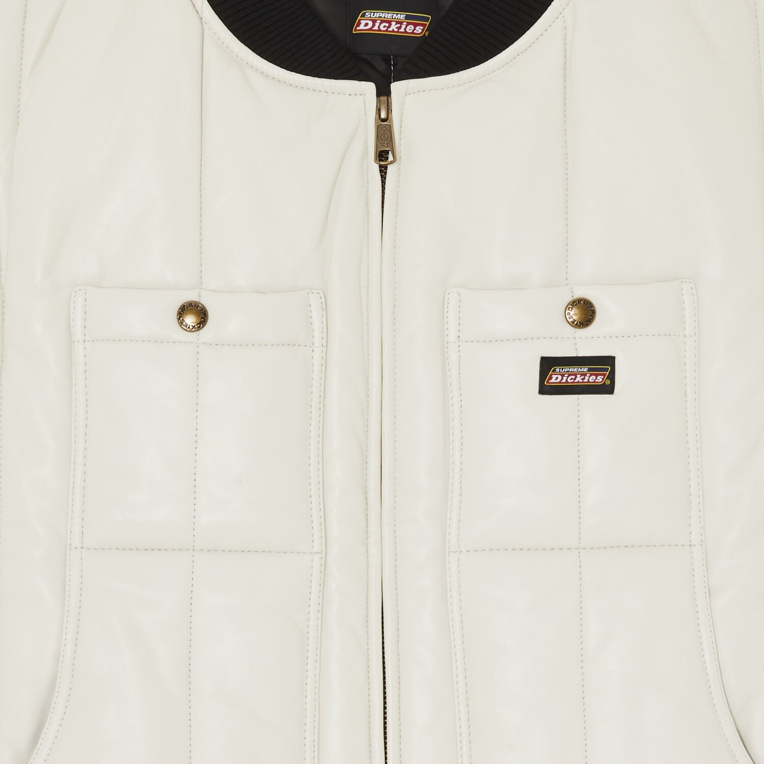 Кожаный рабочий жилет Supreme x Dickies, цвет Белый — фото 3