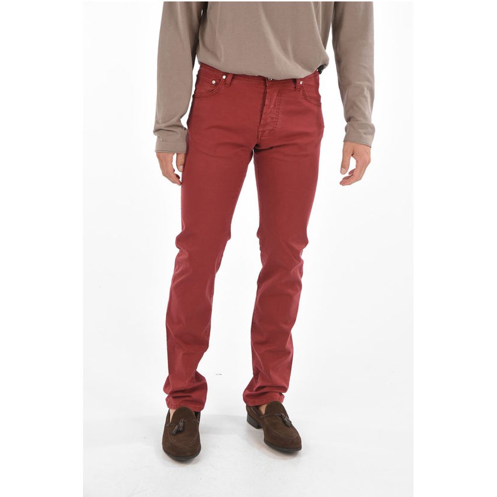 

ID LUXURY DENIM Эластичные хлопковые брюки LAZISE с 5 карманами Corneliani, Red