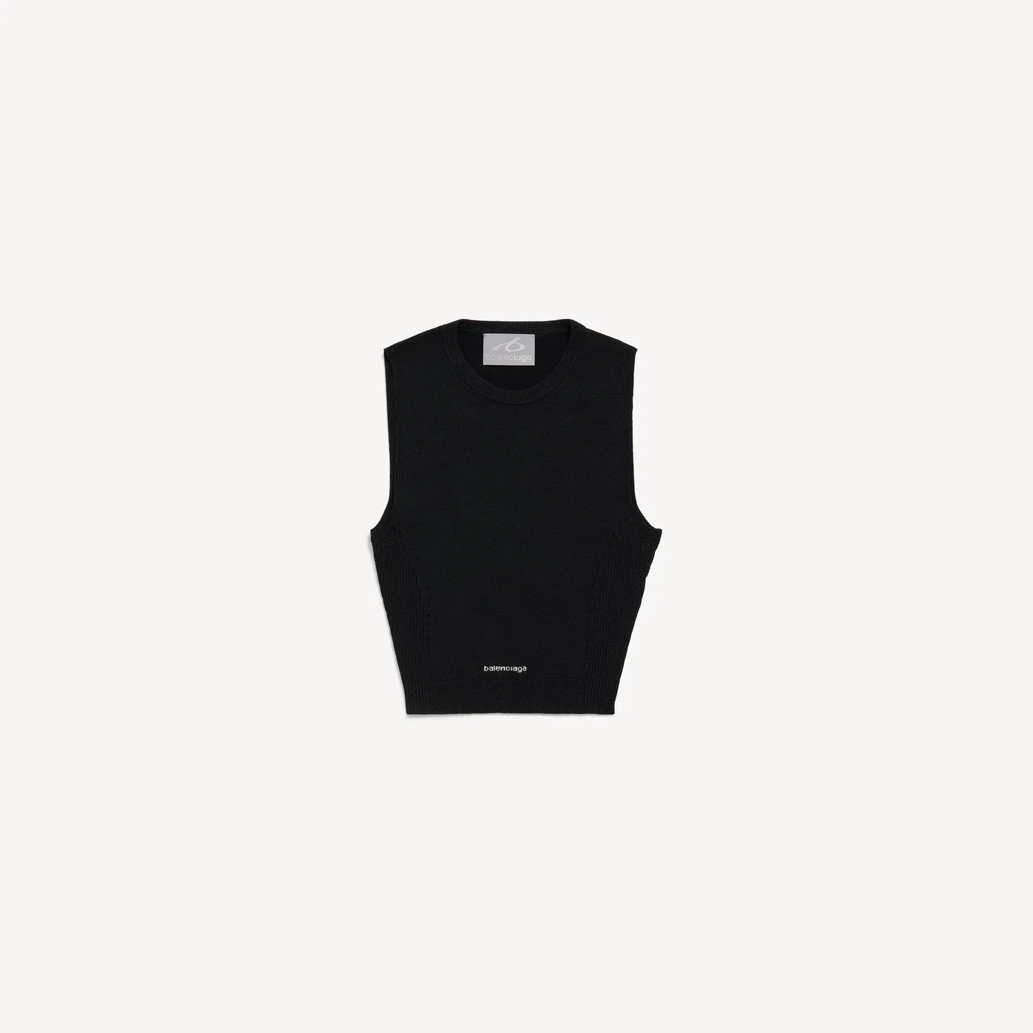Женский укороченный топ-майка Balenciaga Techwear черного цвета