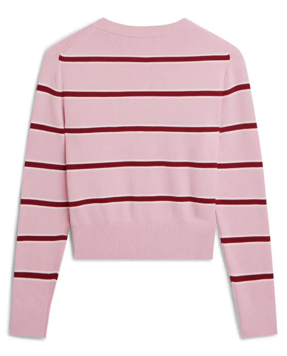 Женский кардиган в полоску с золотыми пуговицами Tommy Hilfiger, розовый — фото 2