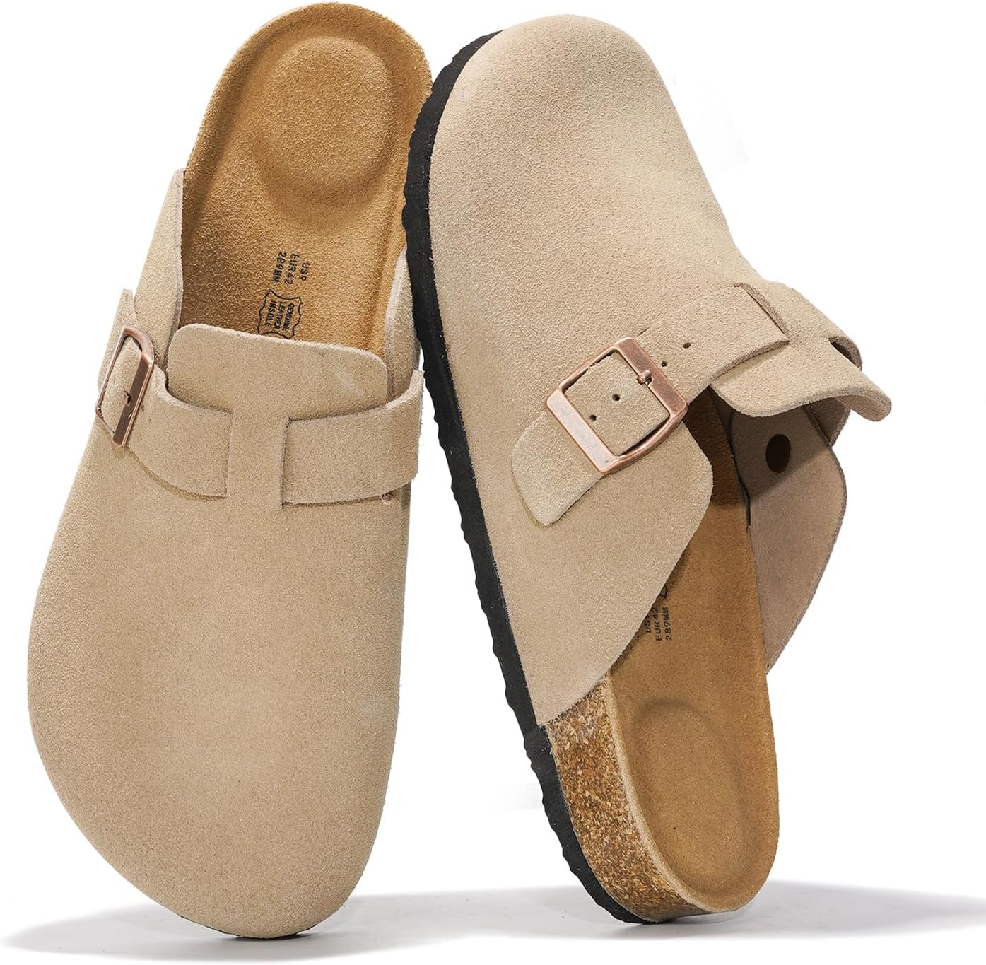 

Мужские сабо Project Cloud - 100 натуральная кожа полного слоя, сабо с мемори-пеной для мужчин, поддержка свода стопы, пробковая стелька, противоскользящая подошва (Brooklyn), песочный