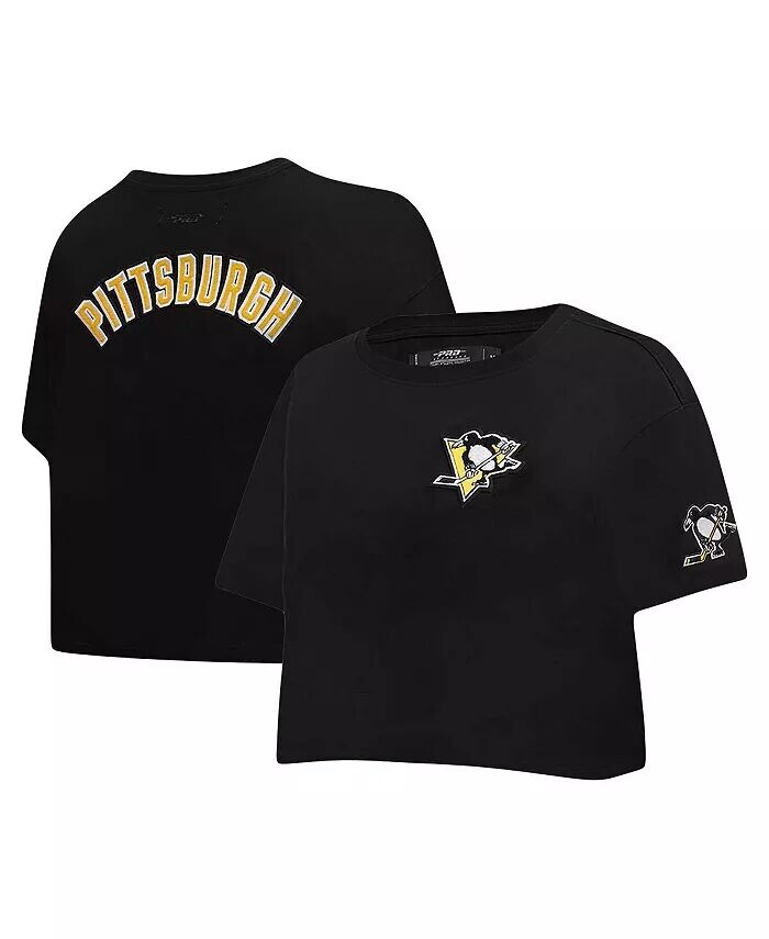 

Черная женская классическая укороченная футболка свободного кроя Pittsburgh Penguins Pro Standard