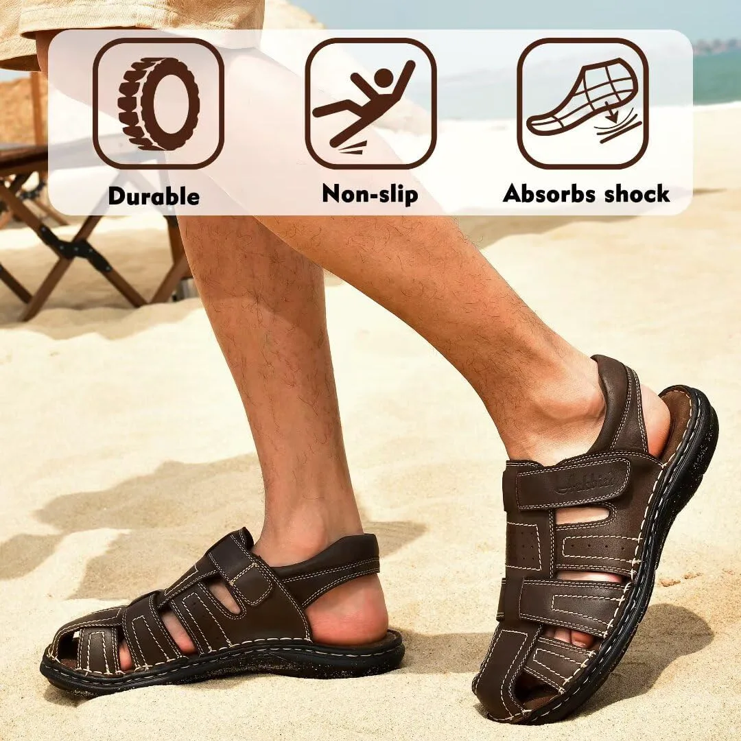 

Мужские сандалии Arkbird, закрытый носок, кожаные рыбацкие для прогулок на открытом воздухе и спорта, летние