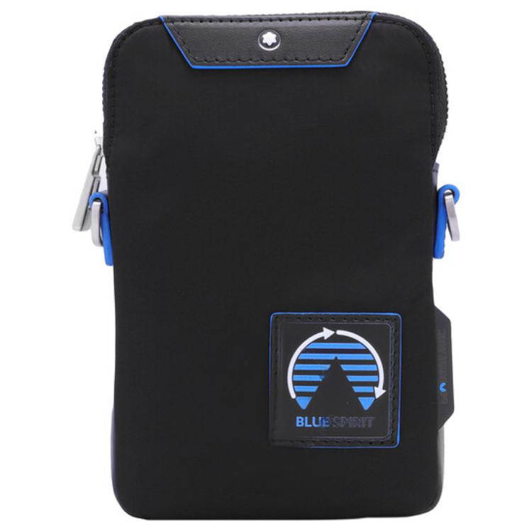 

MONTBLANC Нейлоновый экологичный кожаный конверт для телефона миниатюрный мужской черно синий