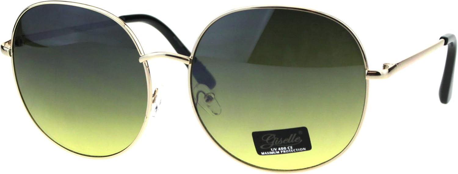 

Женские солнцезащитные очки PASTL, увеличенного размера, круглые, в тонкой металлической оправе, защита от УФ-излучения UV 400, золотистые, зеленые, желтые, Gold (Green Yellow)