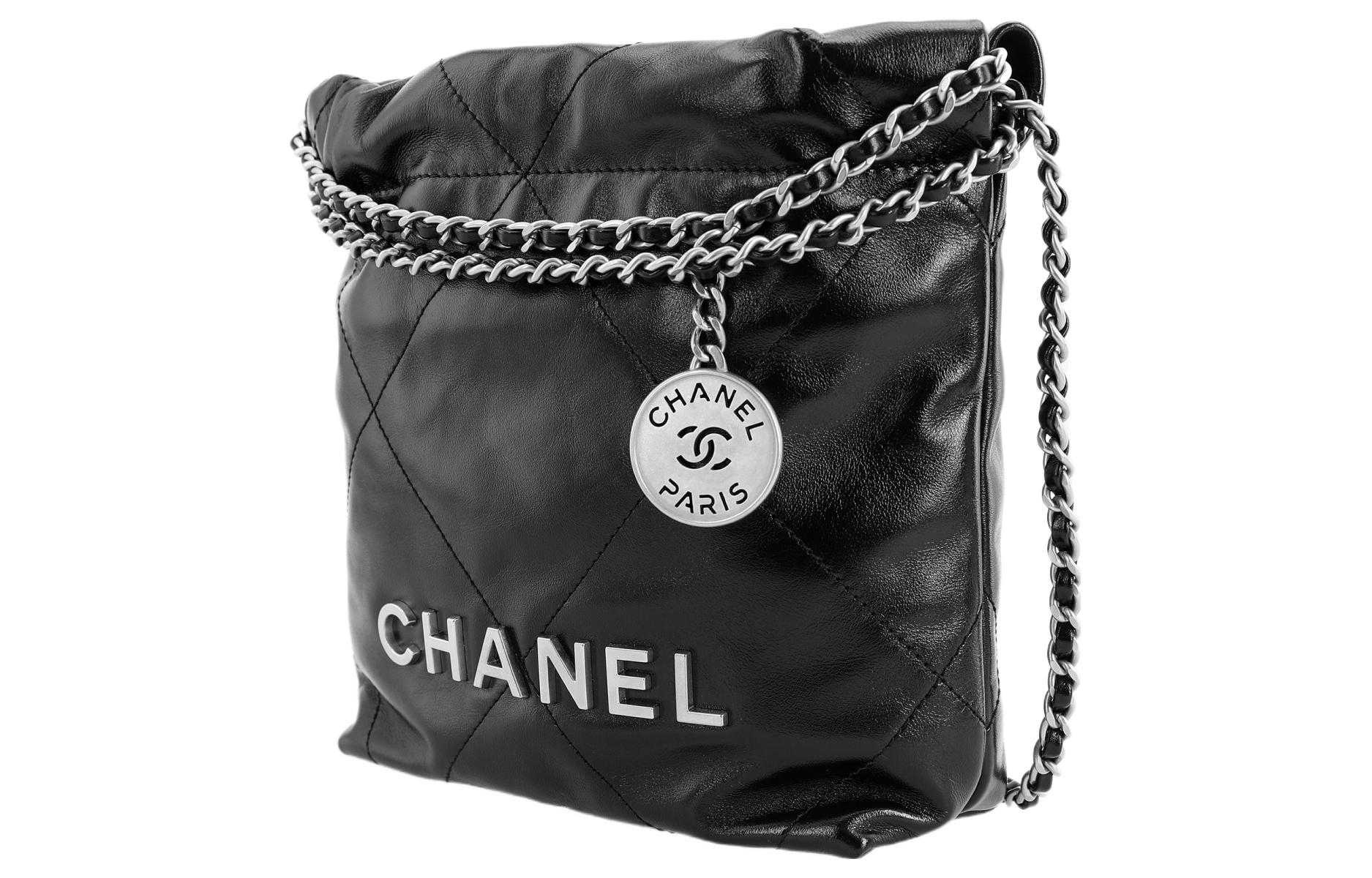 CHANEL Кожаная ведерко через плечо миниатюрная женская черная серебристая — фото 3