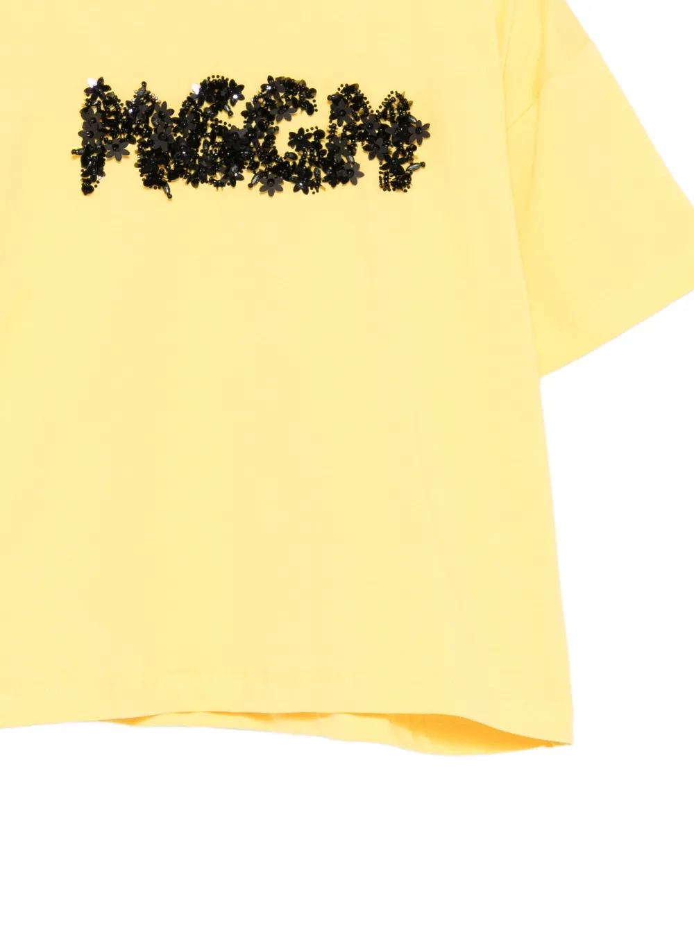 Футболка с логотипом из пайеток Msgm Kids, желтый — фото 3