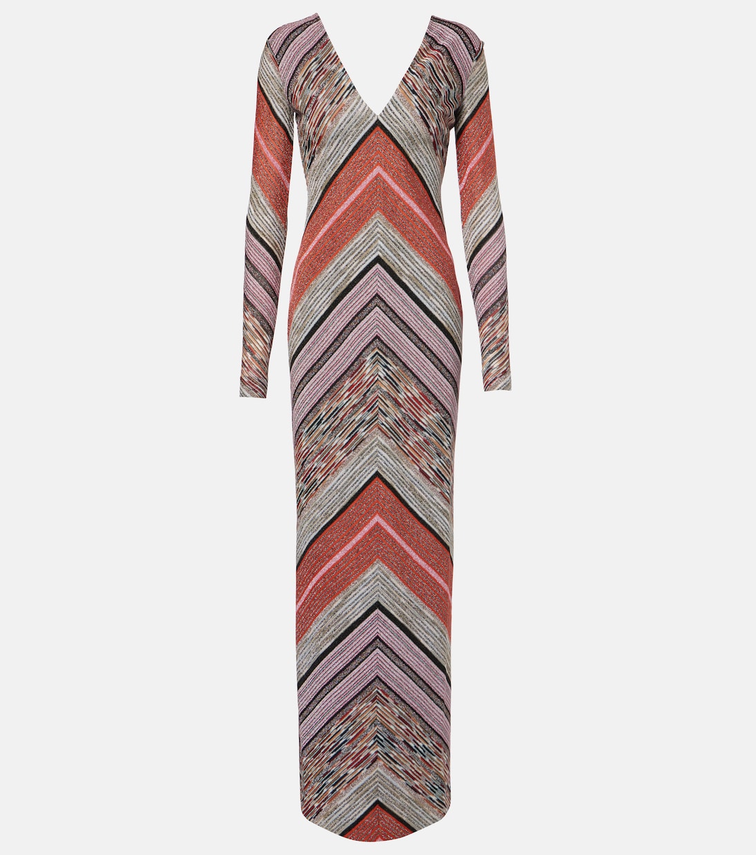 

Платье макси из ламе Missoni, Multi Red White Pink Purple