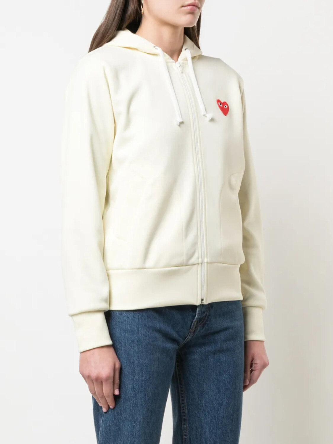 Comme Des Garçons Play худи на молнии с нашивкой, белый — фото 3
