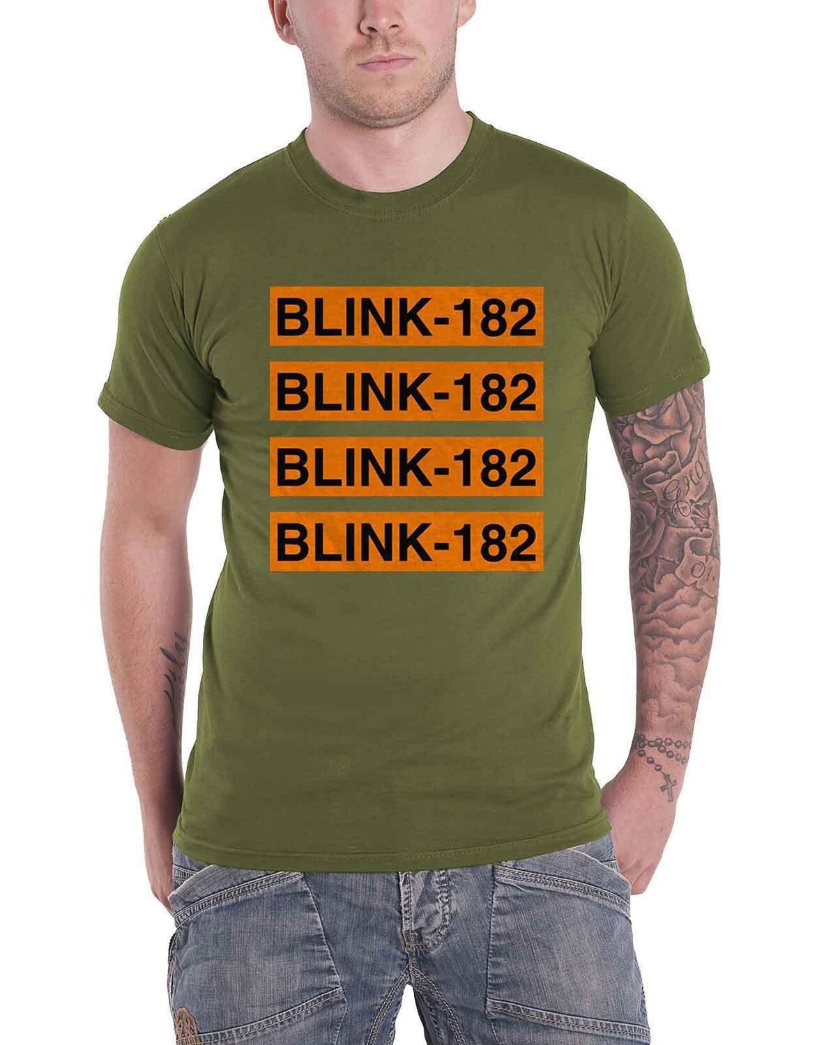

Футболка с повторяющимся логотипом Blink 182, зеленый