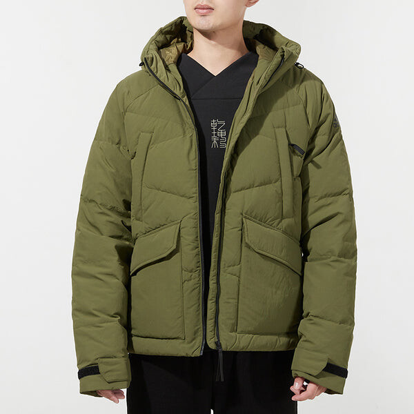 Пуховик adidas Big Baffle Jkt Casual Sports Adjustable hooded down Jacket Green, зеленый — фото 3