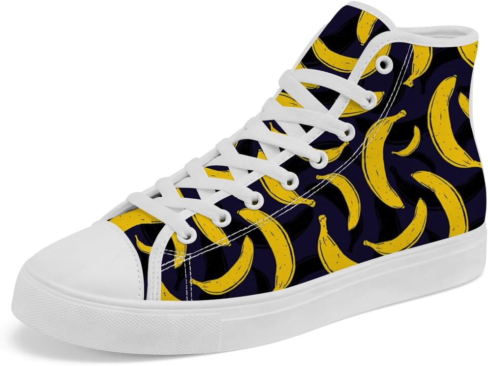 

Кеды на высокой подошве chebing с принтом банана, текстильные кроссовки на шнуровке, повседневная обувь для женщин и мужчин, черный