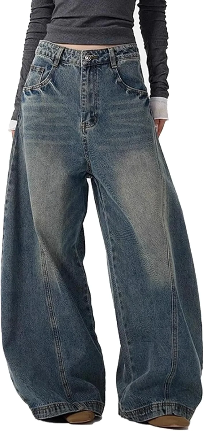 

Багги бочка джинсы для мужчин и женщин Y2K винтаж оверсайз VOLYMOON