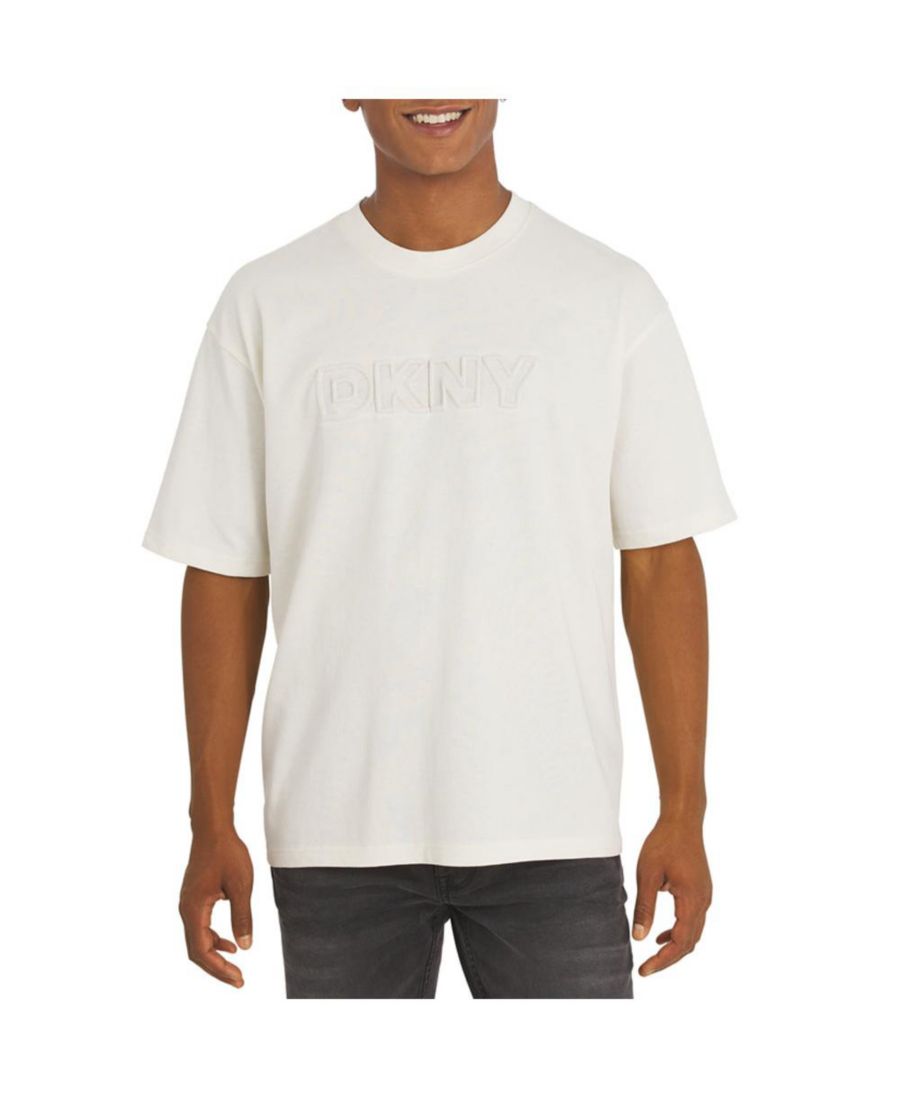 

Мужская футболка из хлопкового трикотажа с тисненым логотипом DKNY, Tofu