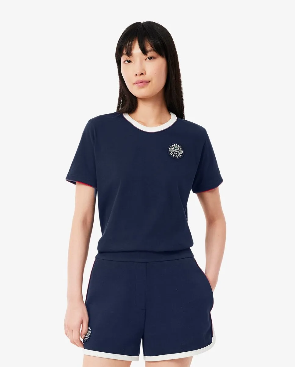 

Женская теннисная футболка Classic Badge Ultra Dry с коротким рукавом Lacoste, тёмно-синий