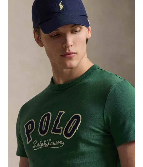 Футболка custom slim fit Polo Ralph Lauren, бутылочно-зеленый — фото 4