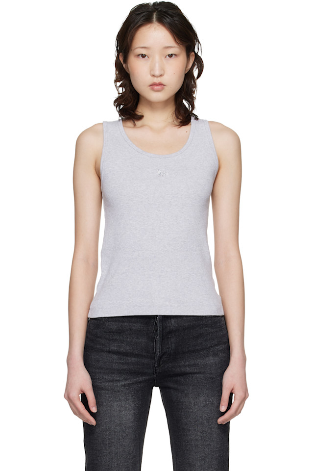 

Maison Kitsuné Ребристый топ с изображением серого лисенка