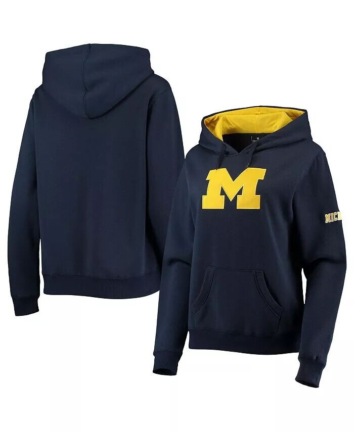 

Женская темно-синяя толстовка с капюшоном Michigan Wolverines Big Logo Team Colosseum