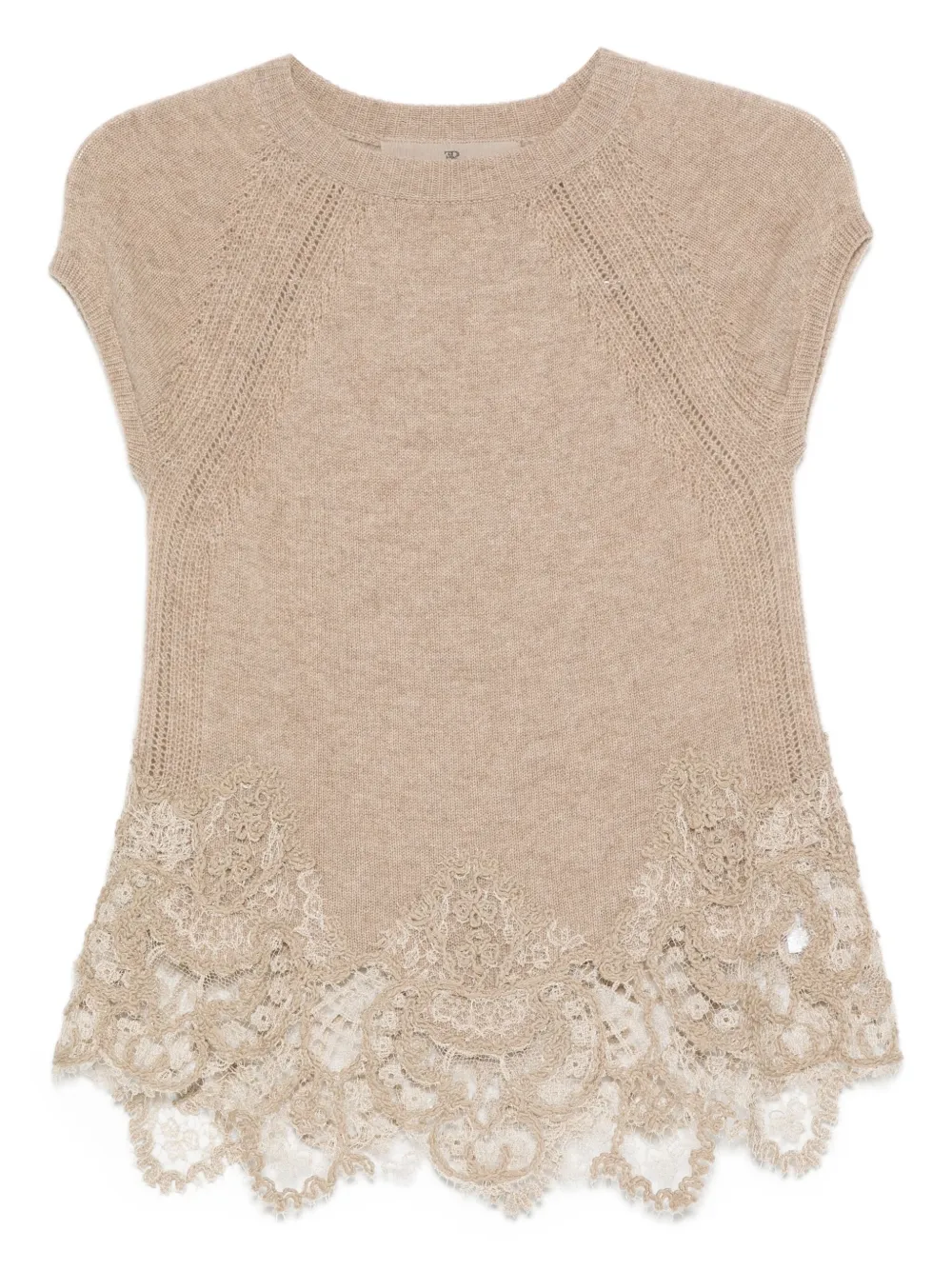 

Футболка с кружевом Ermanno Scervino, коричневый