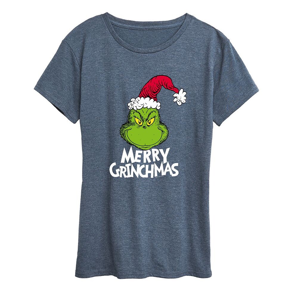 

Женская футболка с рисунком Dr. Seuss The Grinch Merry Grinchmas Licensed Character, цвет Heather Blue