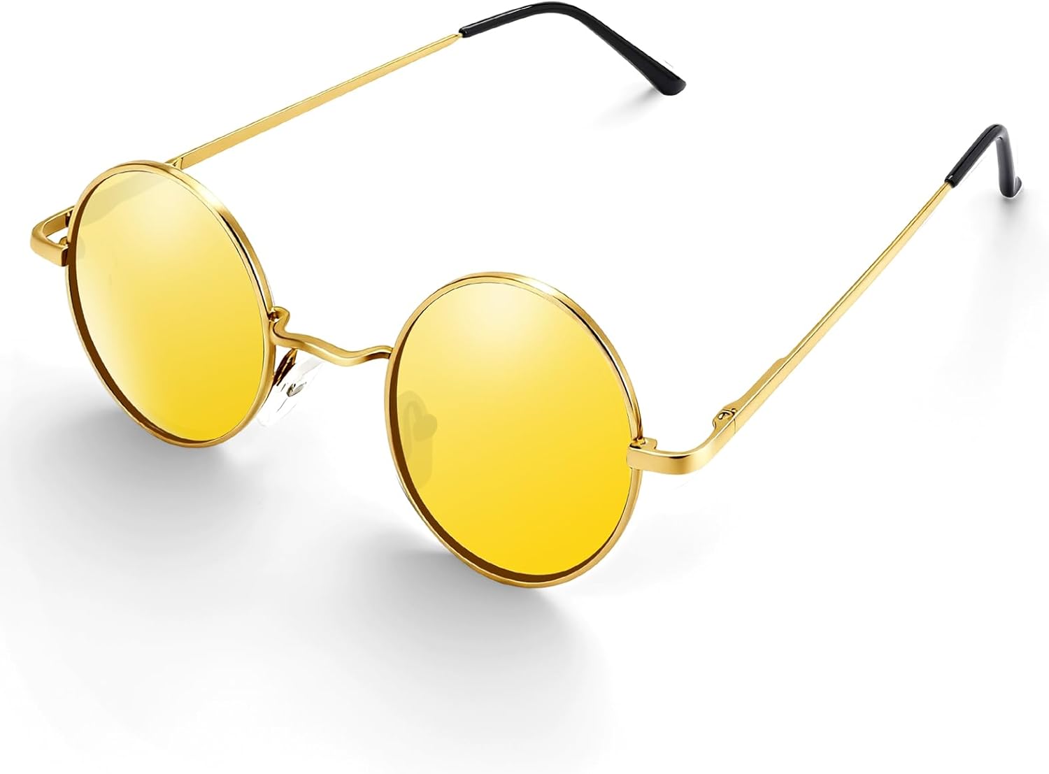 

Поляризованные солнцезащитные очки Morcheiong в стиле хиппи, ретро-круглые очки для женщин и мужчин, винтажные круглые солнцезащитные очки UV400, Gold Frame Yellow Film