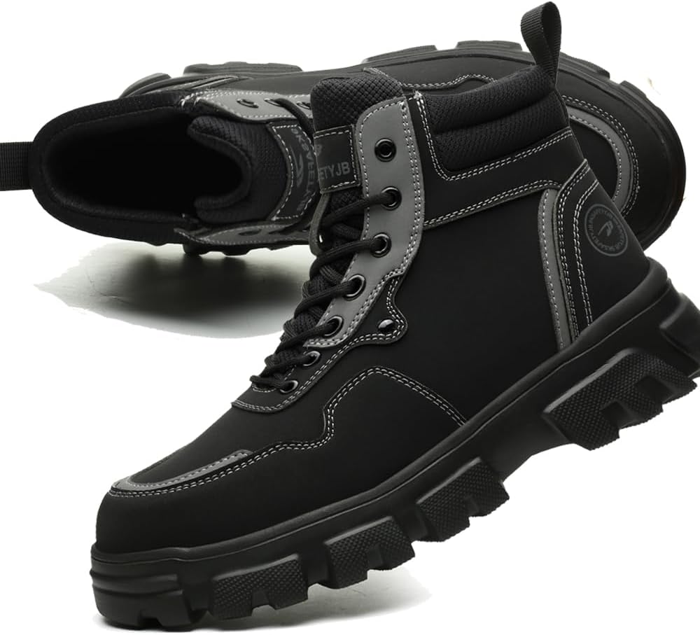 

Стальные ботинки CORANSBER с защитным носком для мужчин и женщин, прочные ботинки с легким композитным носком, удобные, неразрушаемые ботинки с жестким носком для строительства, 4 Black