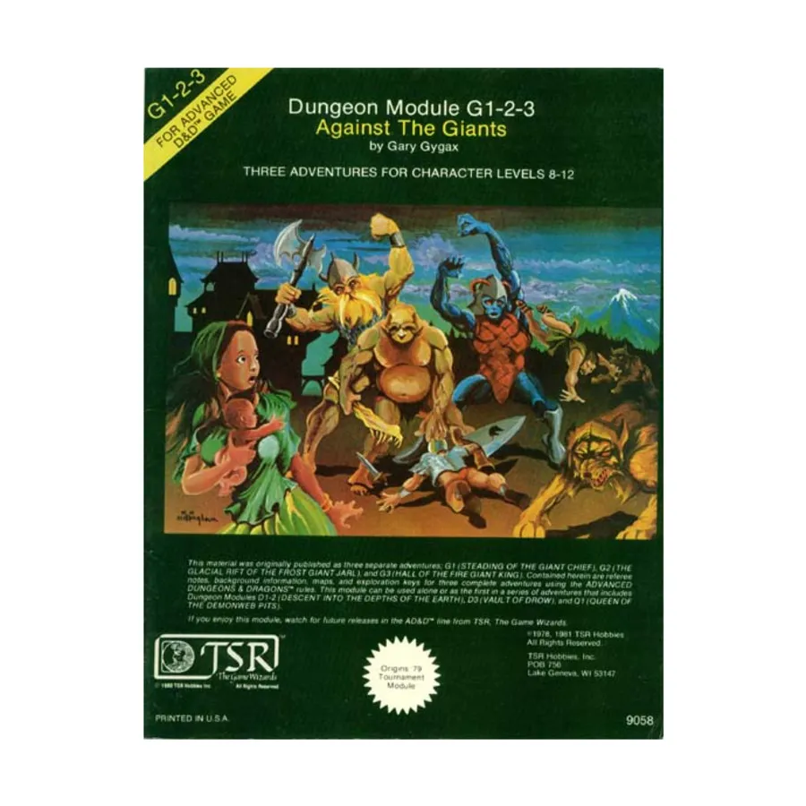 

Модуль Against the Giants (1st Printing), Advanced Dungeons & Dragons (1st Edition) - Modules & Adventures - D, G & Q Series