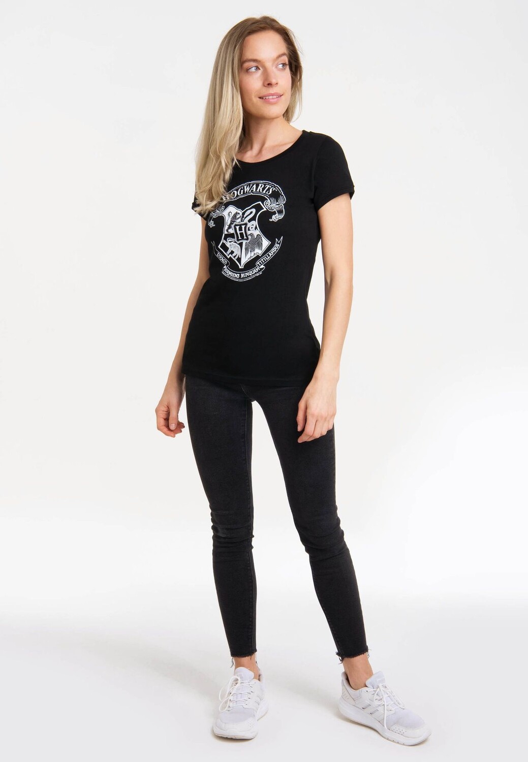 Новая футболка для девочек «Гарри Поттер» — логотип Хогвартса (белая) LOGOSHIRT, черный — фото 2