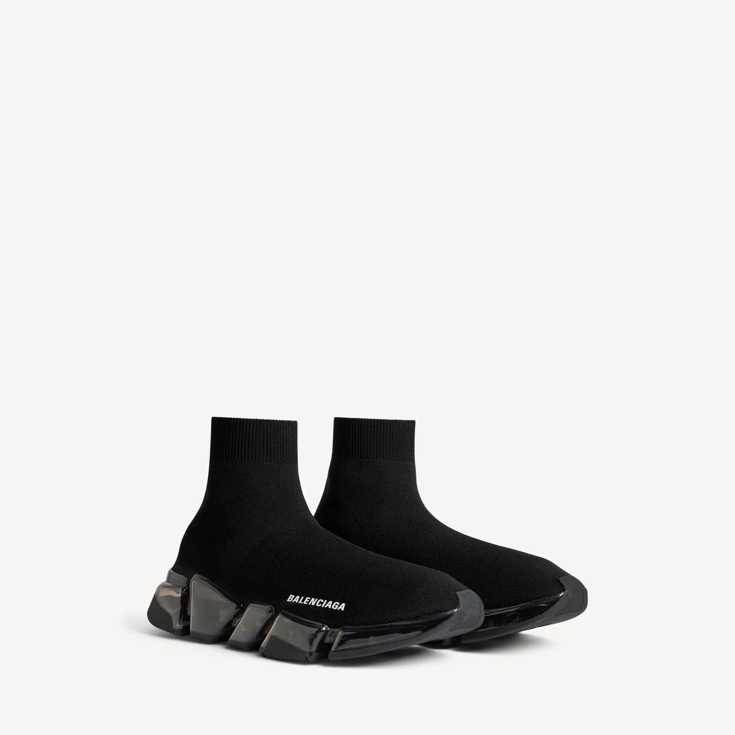 BALENCIAGA Мужские кроссовки Speed 2.0 из переработанного трикотажа с полностью прозрачной подошвой, черные — фото 2