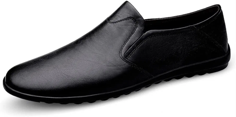 Лоферы кожаные Mens Loafers Moccasins Shoes, черный SayfuR — фото 2