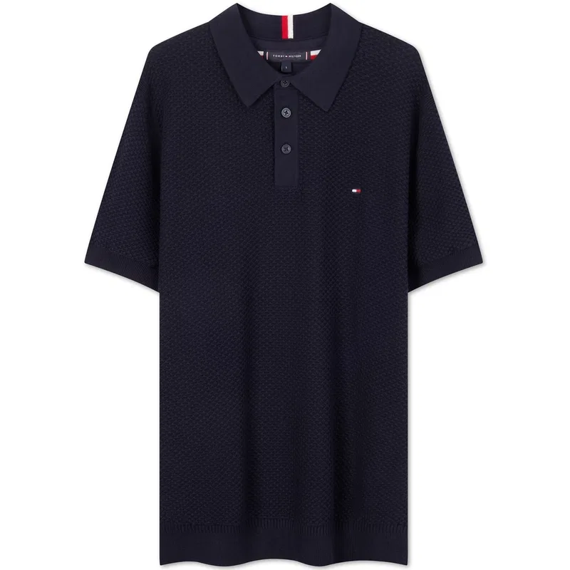 Поло с вышитым логотипом из трикотажа Honeycomb Tommy Hilfiger, Sky Blue CYW — фото 3