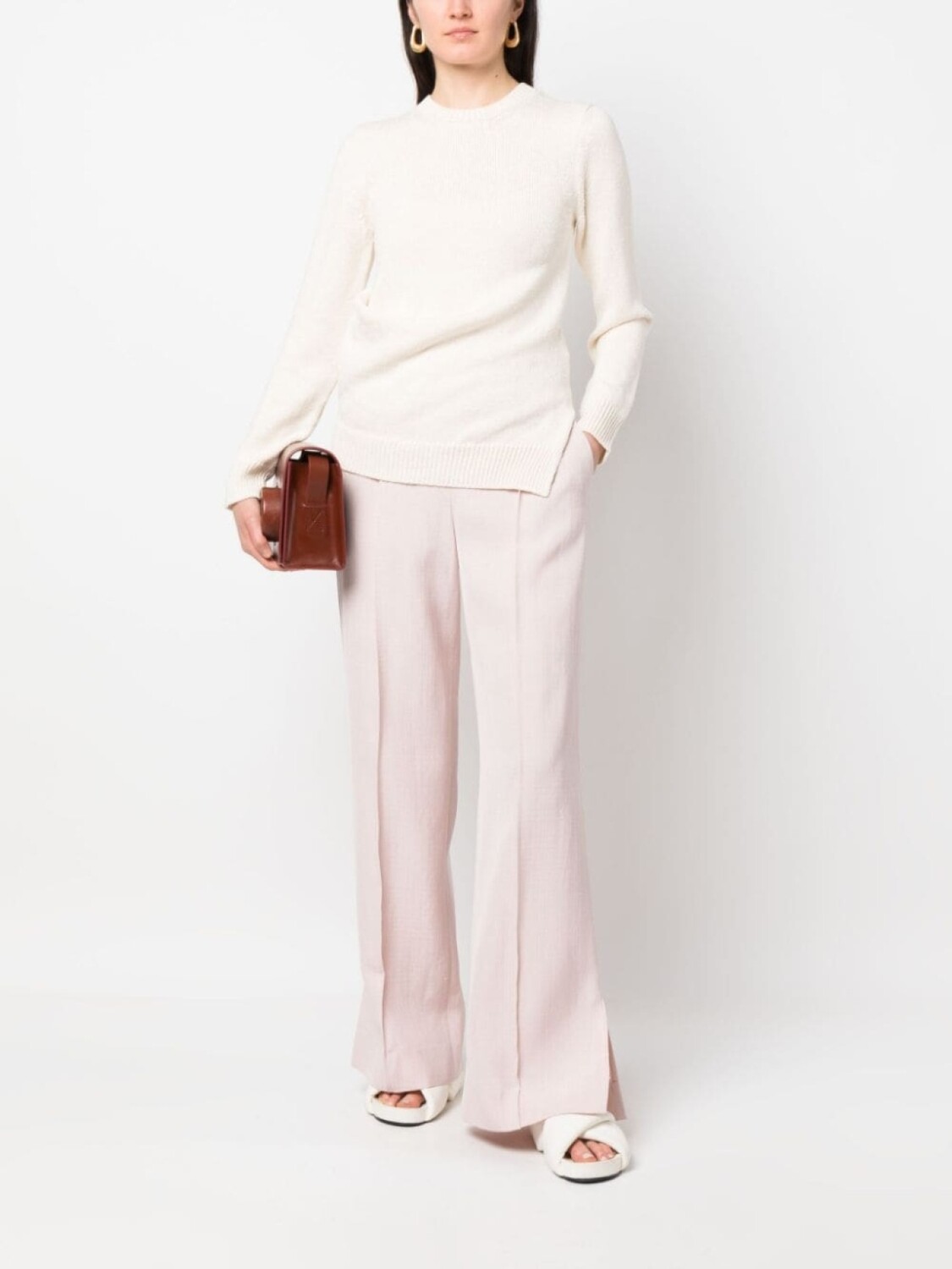Jil Sander джемпер тонкой вязки, нейтральный цвет — фото 2