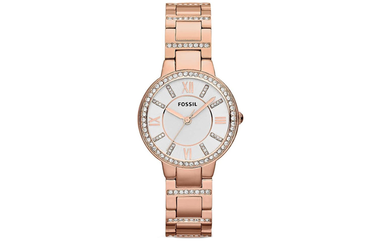 

FOSSIL Часы Virginia Collection, кварцевый механизм, браслет из нержавеющей стали, 30 мм, серебристый циферблат, женские
