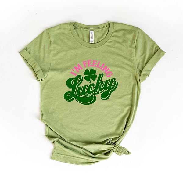 

Футболка с принтом I'M feeling lucky colorful Simply Sage Market, Light Green