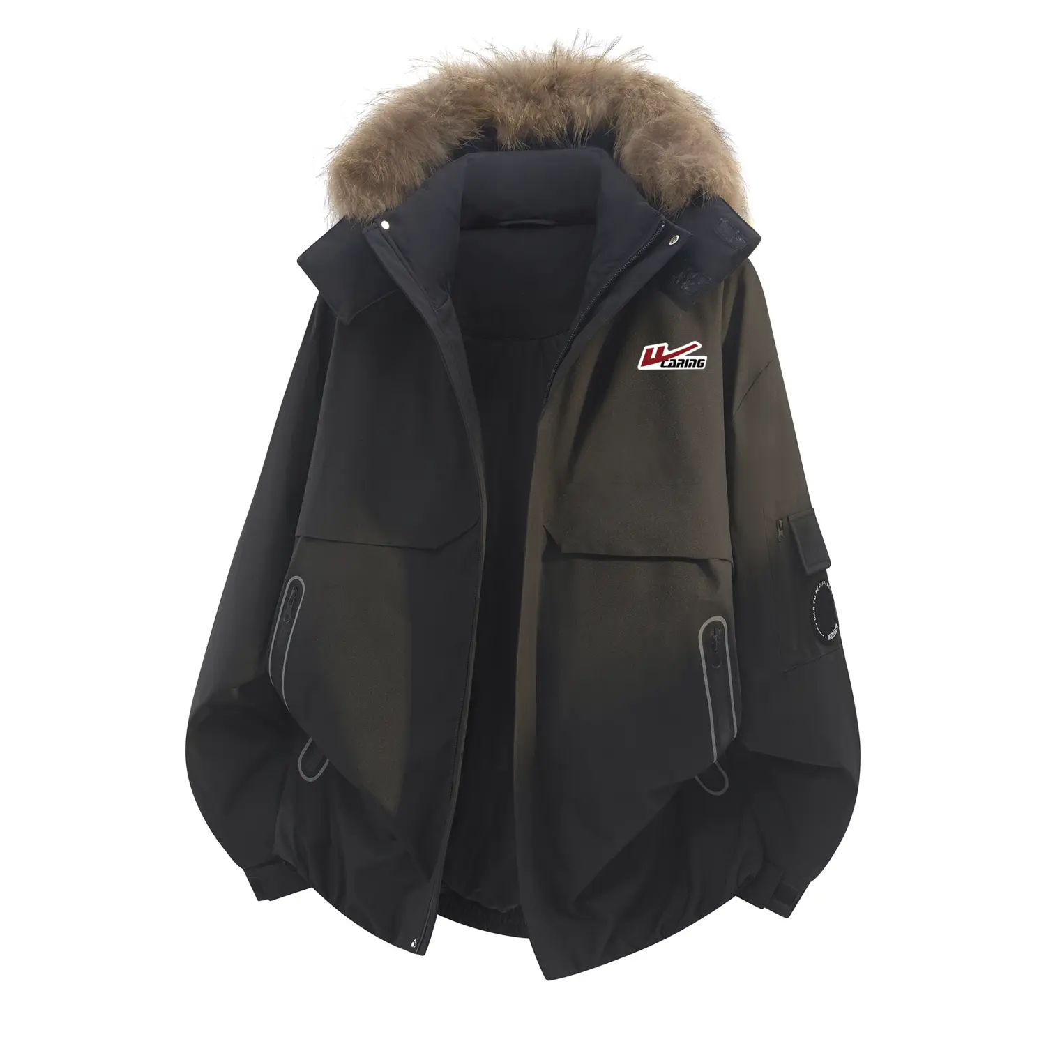 

Пуховик Unisex с капюшоном утепленный парка WARRIOR, черный (diy badge)