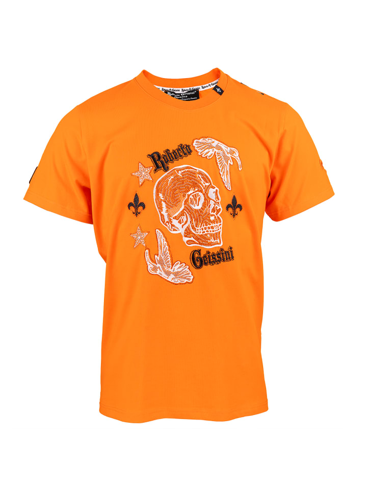 

Футболка с черепом и звездой, оранжевая Roberto Geissini, Оранжевый, Футболка с черепом и звездой, оранжевая Roberto Geissini