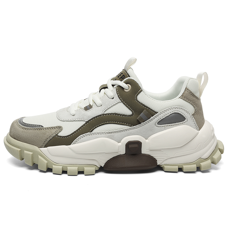 

JEEP SPIRIT Повседневные мужские кроссовки низкие массивные светло-песочные и темно-лесной зеленый, цвет Dark Forest Green