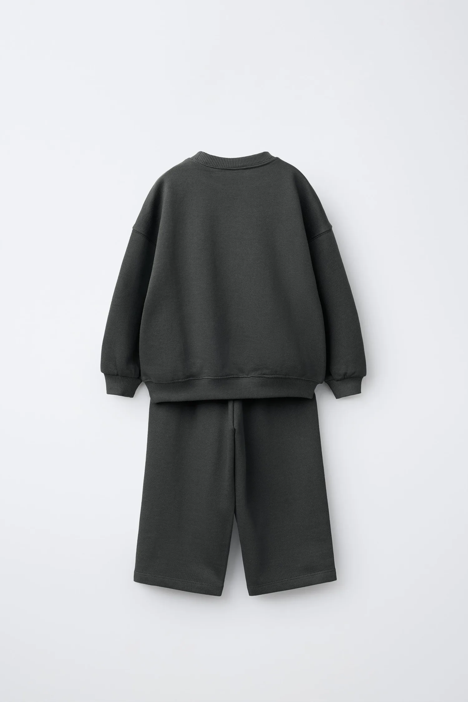 Комплект для бега с текстовым принтом: толстовка и брюки Zara, антрацитово-серый — фото 2