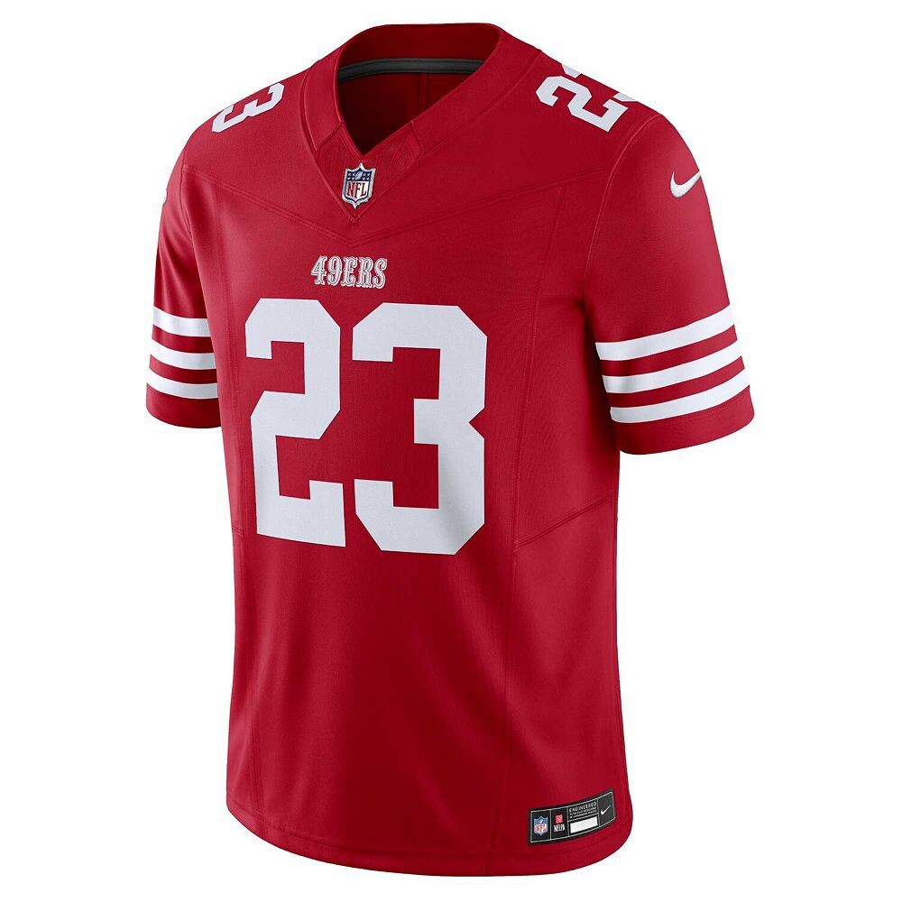 Мужская обувь Nike Christian McCaffrey Scarlet San Francisco 49ers Vapor F. Ограниченный Джерси, красный — фото 3