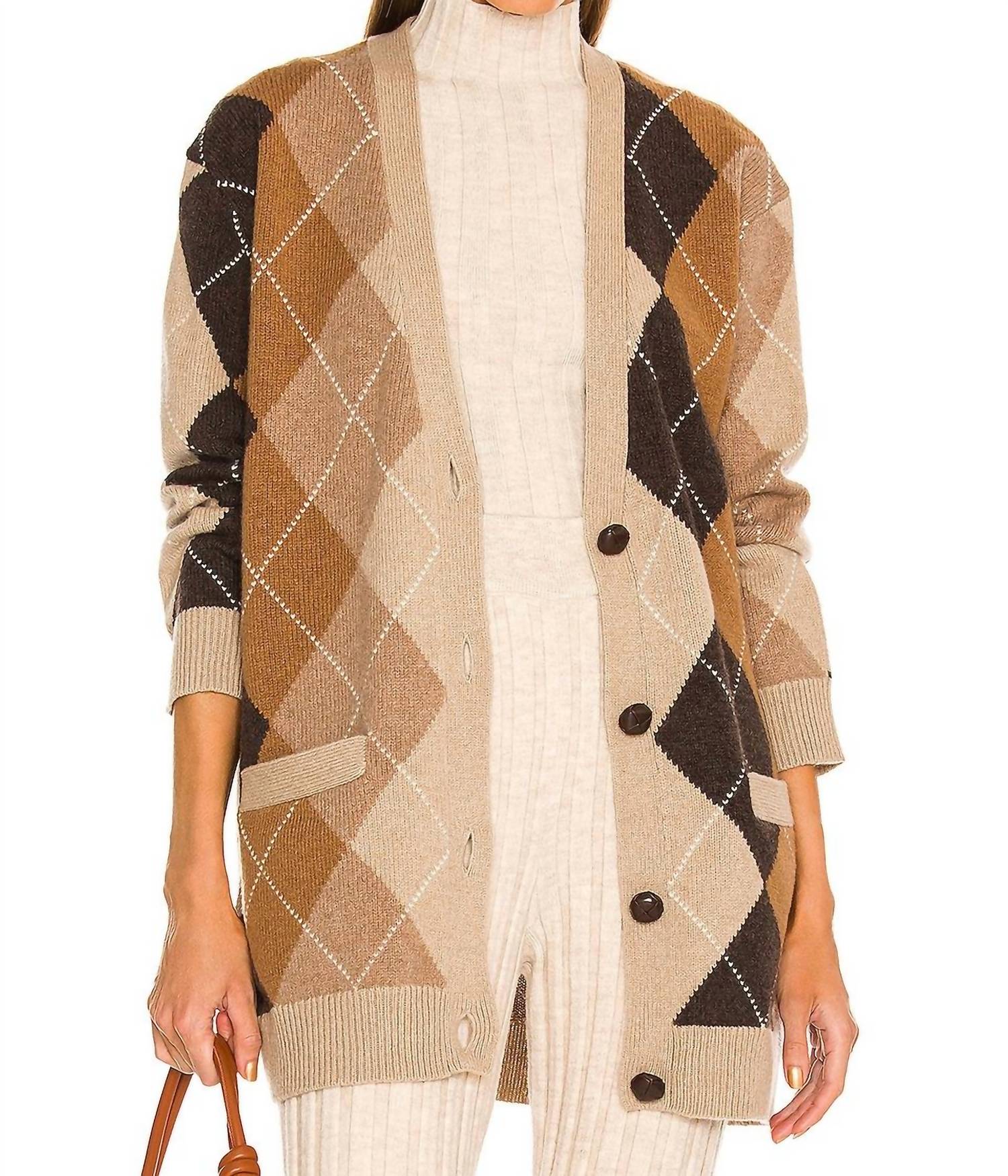 

Кардиган Sofhie Argyle в коньячно-мускатном узоре NILI LOTAN, цвет cognac & nutmeg argyle