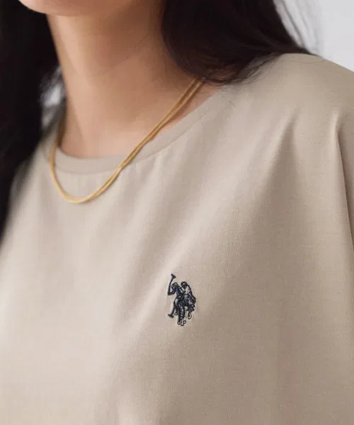 Женская футболка-френч U.S. POLO ASSN. с логотипом бежевая