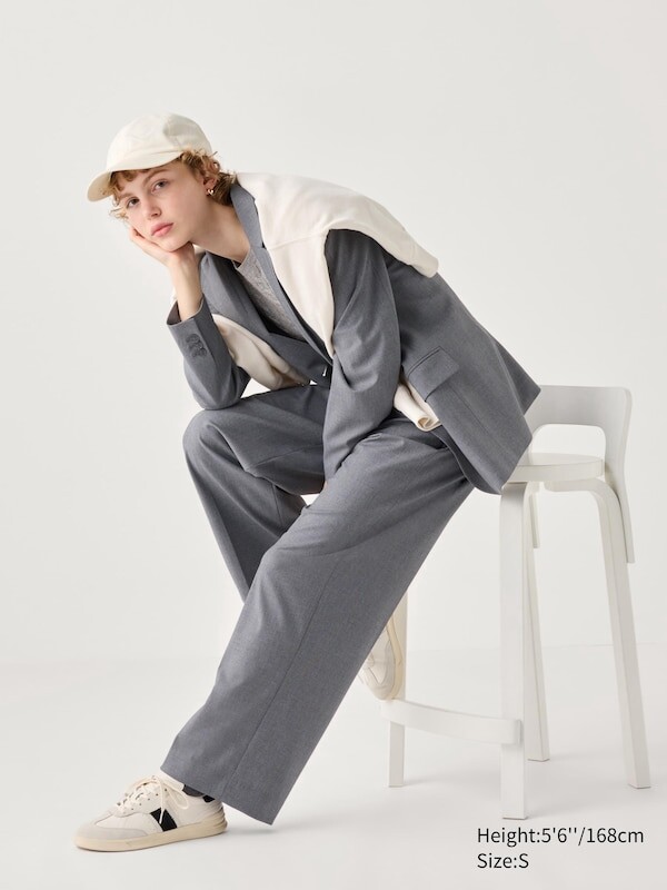 

Широкие брюки в складку Uniqlo, серый