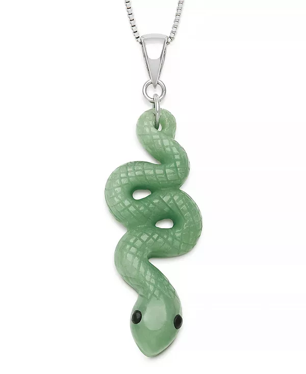 

Ожерелье с подвеской в виде змеи из окрашенного зеленого жадеита и черного агата из стерлингового серебра Macy'S, jade