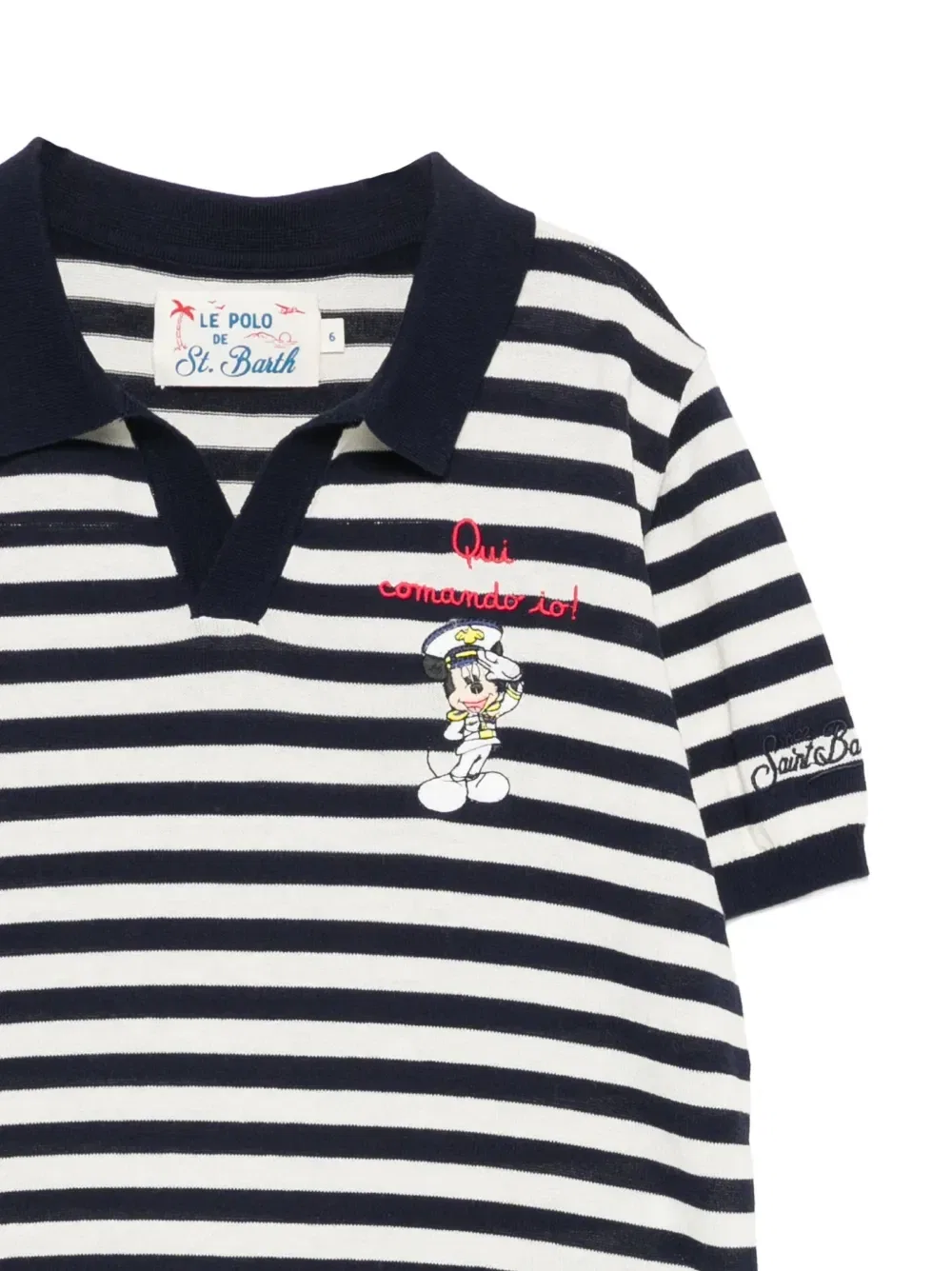 Полосатая рубашка-поло XDisney с вышивкой MC2 Saint Barth Kids, синий — фото 3