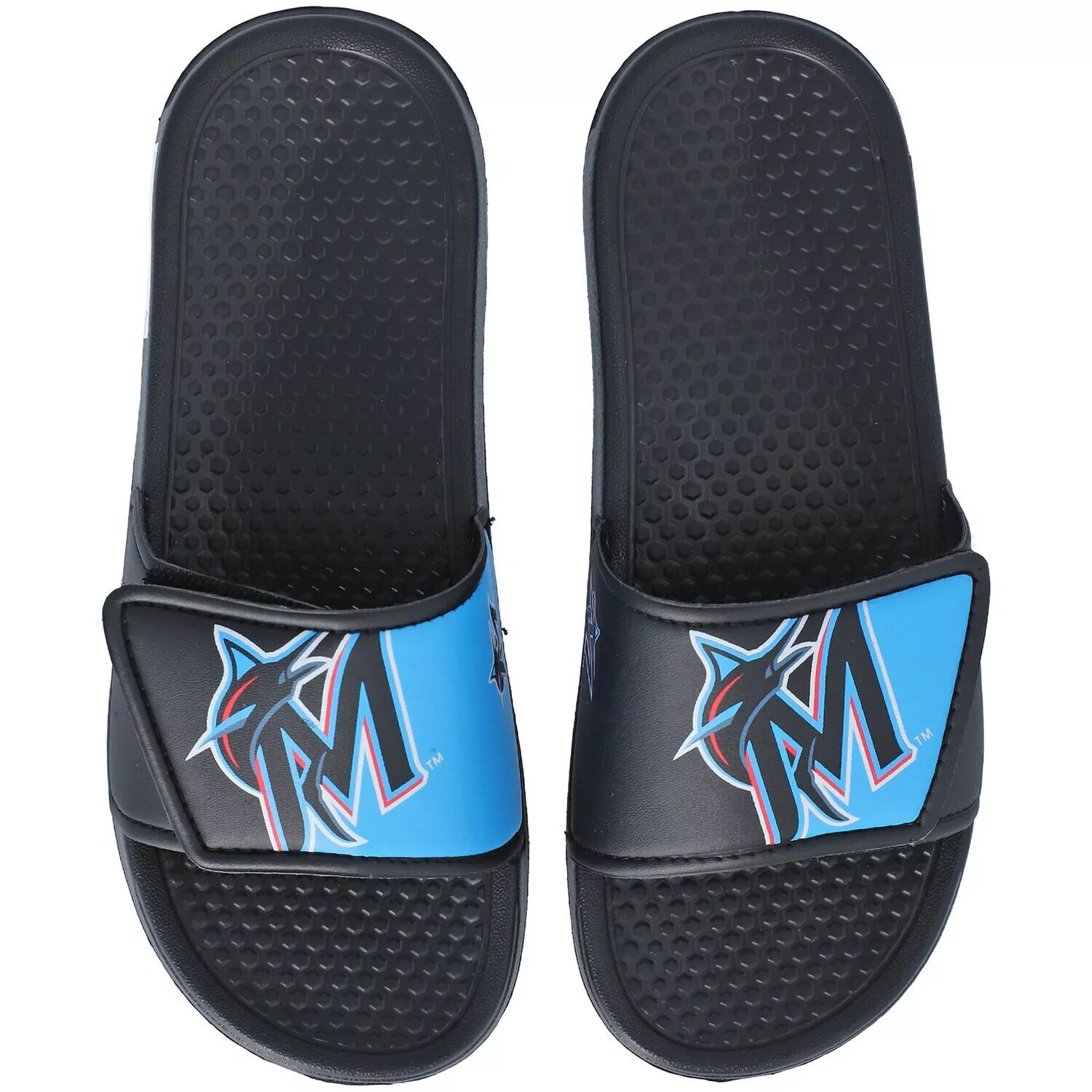 

Молодежные шлепанцы Legacy с цветными блоками и большим логотипом FOCO Miami Marlins Unbranded