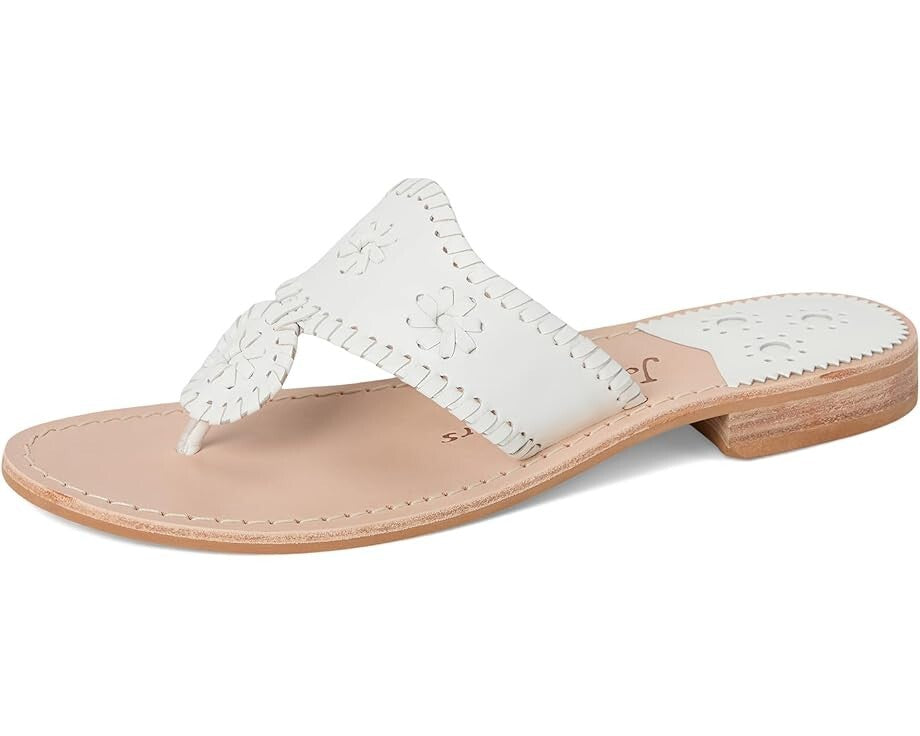 Jack Rogers Jacks Sandals Womens 6 White Leather Slip On Round Toe Thong ZOGG207 — фото 2