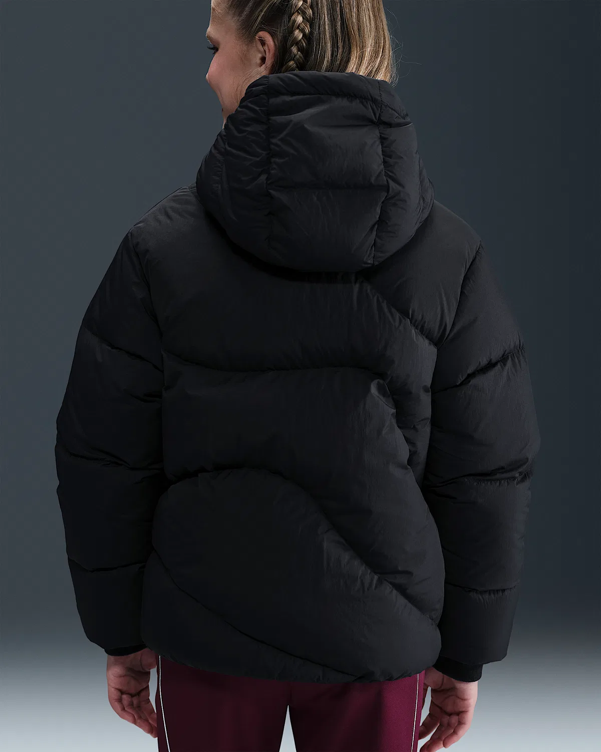 Детская пуховая куртка Nike Sportswear Swoosh Therma-FIT Loose Down Big Kids, Black/Black — фото 4