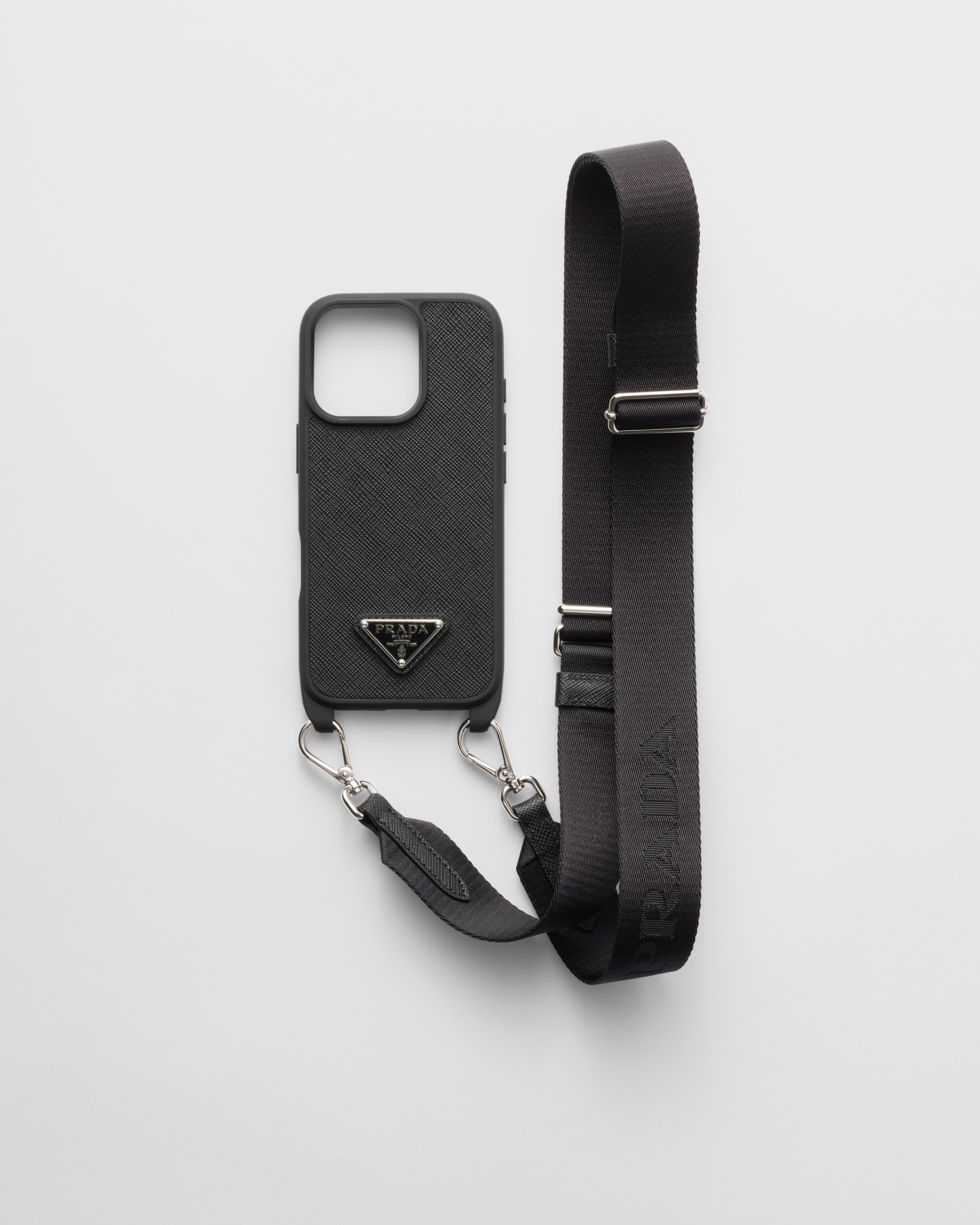 

Чехол из сафьяновой кожи для iPhone 16 Pro Prada, черный